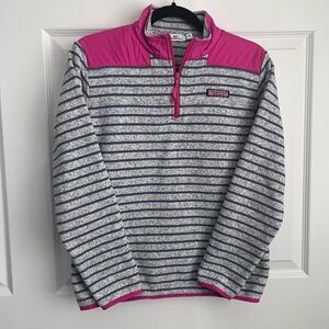 Vineyard Vines Striped Quarter Zip Girls XL 14/16
